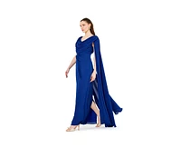 Amri Women's Cowl Neck Flare Sleeved A-line Gown