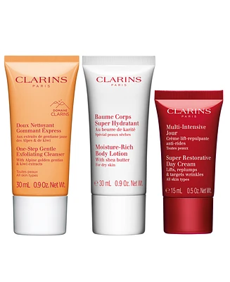 Free 3-Pc. skincare gift with $65 Clarins purchase (A $57 Value)