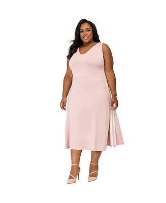 Poetic Justice Plus Size Women's Athleisure Stripe A-Line Midi Dress
