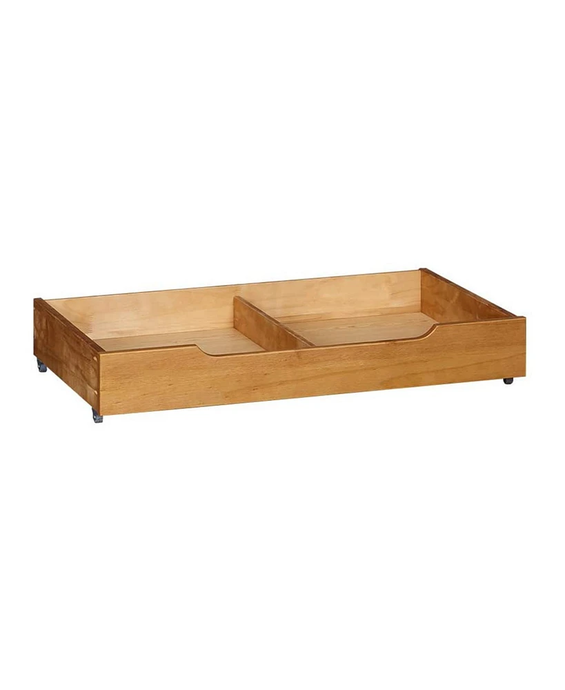 Musehomeinc BD1001T Solid Wood Underbed Storage Trundle Organizer, Queen/King