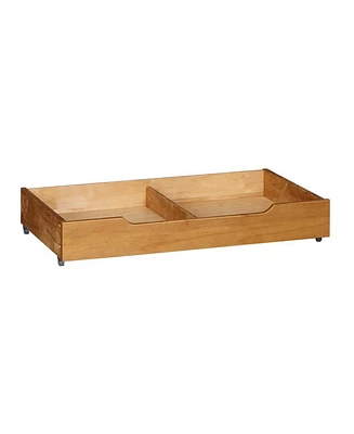 Musehomeinc BD1001T Solid Wood Underbed Storage Trundle Organizer, Queen/King
