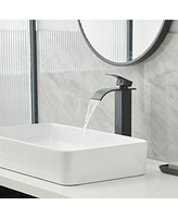 Waterfall Single Hole Handle Tall Bathroom Vessel Sink Faucet With Supply Hose Polished Chrome