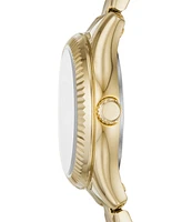 Fossil Women's Rye Three-Hand Date Gold-Tone Stainless Steel Watch, 30mm