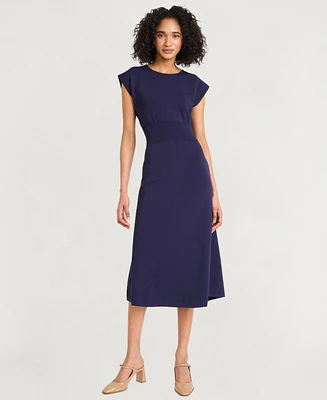 Luxely Women's Short Sleeve Midi Sweater Dress