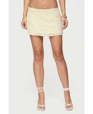 Edikted Women's Leora Textured Floral Mini Skirt