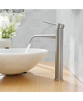 Greenspring Modern Single Hole Single Handle Vessel Bathroom Vanity Sink Faucet With Pop Up Drain Without Overflow in Brushed Nickel