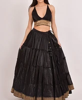Raas Women's Tiered Shimmer Black Lehenga Choli