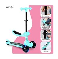 3-Wheel Foldable Kids Scooter with Led Wheel Lights, Foldable Seat & Lean-to-Steer Technology – Child Toy Scooter (Turquoise Blue)