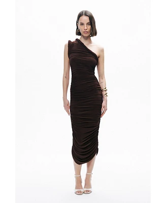Nocturne Women's Twist Detail One-Sleeve Maxi Dress