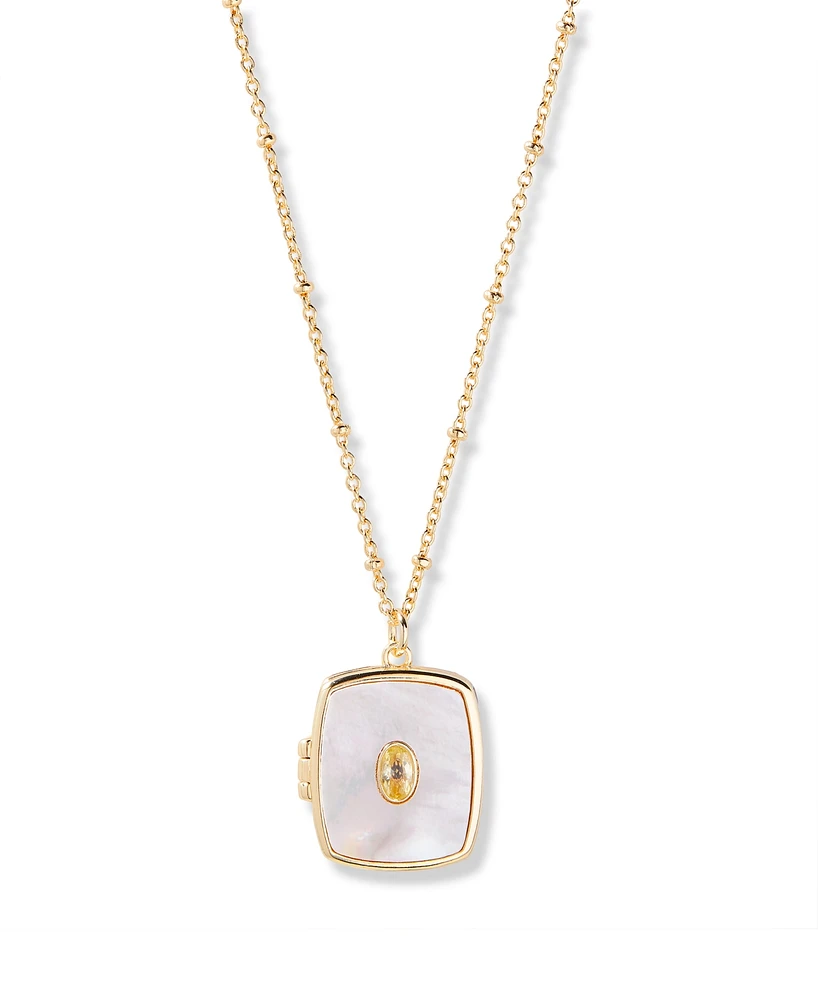 brook & york Gold Plated Cali Cultivated Pearl Short Pendant Locket Necklace