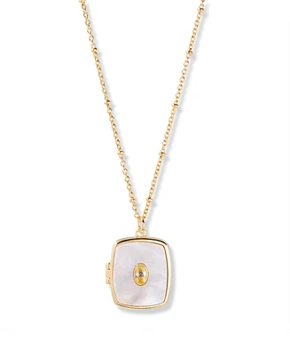 brook & york Gold Plated Cali Cultivated Pearl Short Pendant Locket Necklace