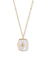 brook & york Gold Plated Cali Cultivated Pearl Short Pendant Locket Necklace