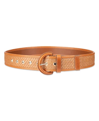 Cole Haan Women's Leather and Raffia Casual Belt