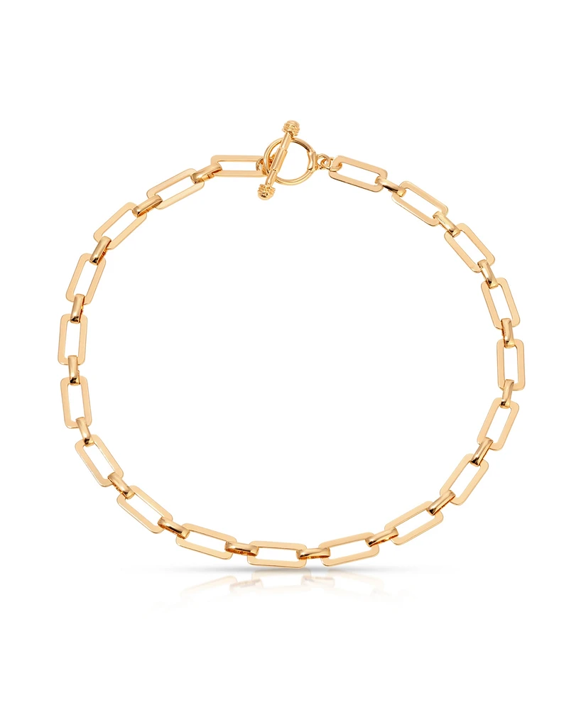 Ettika Golden Flat Rectangle Chain Necklace
