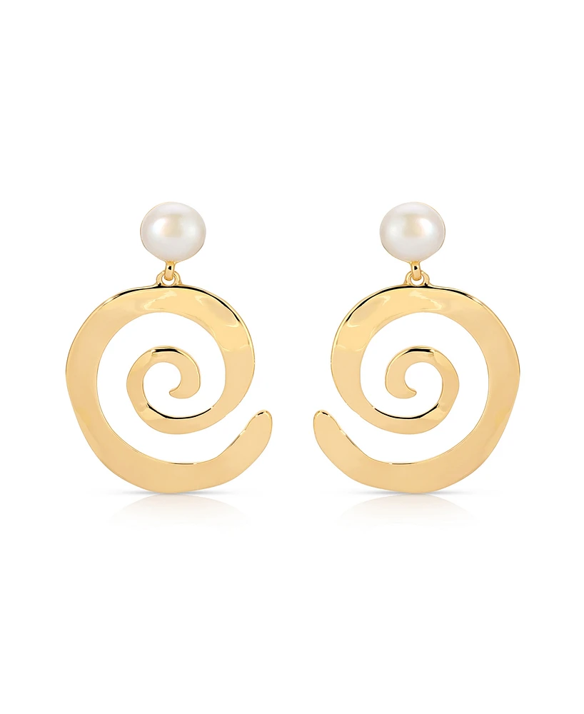 Ettika Aura Swirl Mother of Pearl Drop Earrings