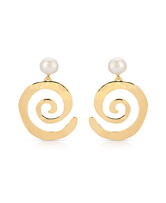 Ettika Aura Swirl Mother of Pearl Drop Earrings