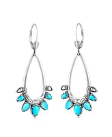 American West Jewelry Sterling Silver Sleeping Beauty Turquoise Open Pear Gemstone Lever Back Earrings