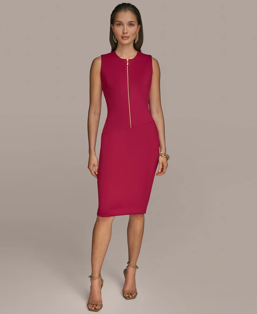 Donna Karan New York Women's Scuba Front-Zip Sheath Dress
