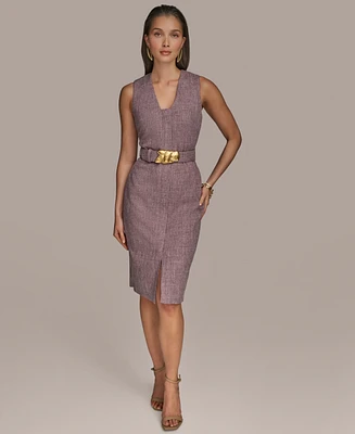 Donna Karan New York Women's Front-Zip Belted Sheath Dress