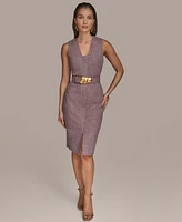 Donna Karan New York Women's Front-Zip Belted Sheath Dress