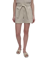 Dkny Jeans Women's Cotton Belted Paperbag-Waist Shorts