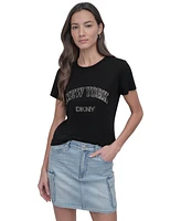 Dkny Jeans Women's New York Rhinestone Logo T-Shirt