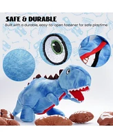 Nocciola 9 in 1 Dinosaur Plush Dog Toys, Christmas gift,Funny Stuffed Dino Puzzle Toy with 8 Fossil-Shaped Squeaky and Crinkle Toys