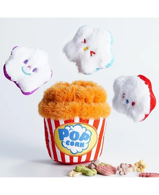 Nocciola 4-in-1 Popcorn Bucket Plush Dog Toy Set,Christmas gift,Interactive Squeaky Stuffed Dog Toys,Hide and Seek Dog Toys for Small & Medium Dogs