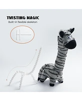 Nocciola Twistable Zebra Stuffedless Dog Toy, Plush Dog Chew Toy for Small Medium Breed, Crinkle Animal Dog Toy to Keep Them Busy