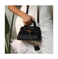 Women's The Mini Overlap Satchel Sling Bag With Pouch - Onyx Black