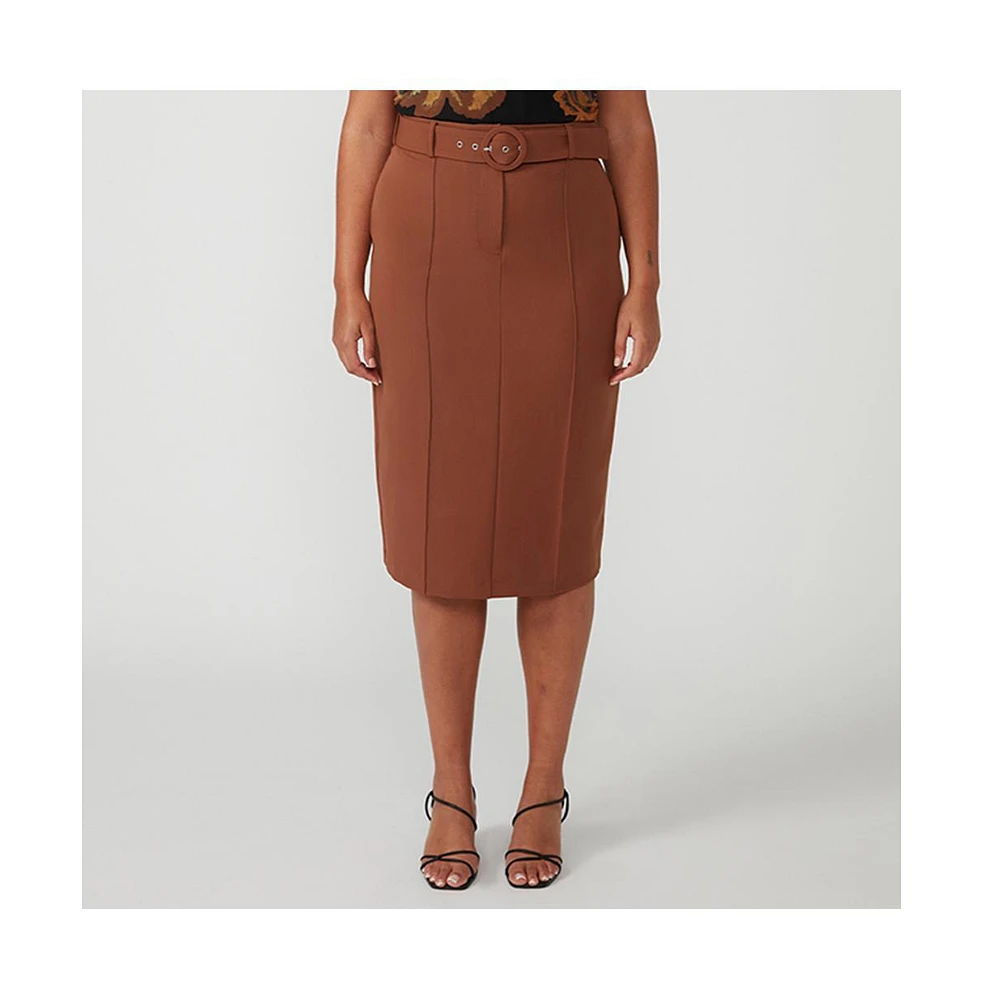 Estelle Women's Sunburst Belted Pencil Skirt