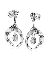 American West Jewelry Sterling Silver Mother of Pearl Fritz Casuse Oval Gemstone Naja Earrings