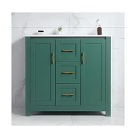 Csainc 36" Vanity w/ Undermount Sink, 2 Doors & 2 Drawers, Soft-Close, Compact Storage Combo