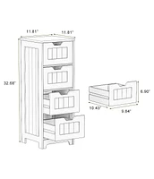 Casainc White Freestanding Storage Cabinet with 4 Drawers, Ideal for Bathroom, Kitchen & Living Room Organization