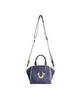 True Religion Frayed Denim Horseshoe Satchel