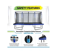 Plexalife 8' X 14' Gymnastics Style, Rectangular Trampoline Set with Premium Top-Ring Enclosure System - Blue/Black
