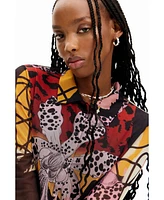 Desigual Women's Long-sleeved shirt with flowers.