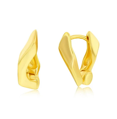 Simona Sterling Silver, Geometric Polished Hoop Earrings - Gold Plated