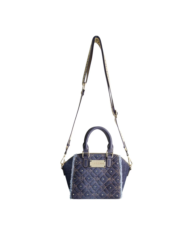 True Religion Frayed Denim Mini Satchel
