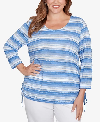Ruby Rd. Plus Textured Stripe Drawstring Top