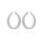 Vince Camuto Silver-Tone Textured Hoop Earrings