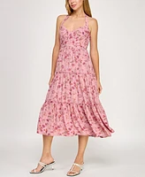 Trixxi Juniors' Printed Sleeveless Halter Midi Dress