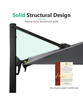 10 Ft Cantilever Patio Umbrella with 360° Rotation & Tilt Adjustment, Square Outdoor Offset Umbrella with Aluminum Pole