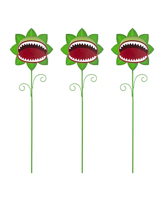 Glitzhome Halloween Metal Chomper Yard Stakes, Set of 3