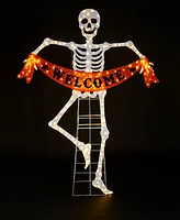 Glitzhome 86.25" Lighted Halloween Skeleton Outdoor Decor with Warm White Led Lights