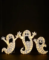 Glitzhome Lighted Halloween Ghosts Family Outdoor Decor with Warm White Led Lights, Set of 3