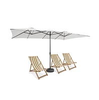 15 Feet Double-Sized Patio Umbrella with Crank Handle and Vented Tops