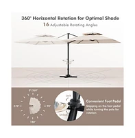 9.5 Feet Cantilever Patio Umbrella with 360° Rotation and Double Top