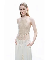 Nocturne Women's Beaded Tassel Detailed Crop Top