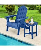 Round Adirondack Side Table Weather-Resistant for Outdoor Patio and Garden